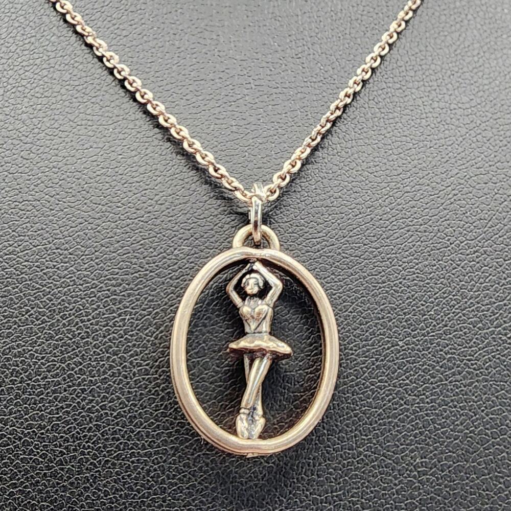Beau Sterling Spinning Ballerina Necklace Vintage 1950s 1960s Dancer Pendant